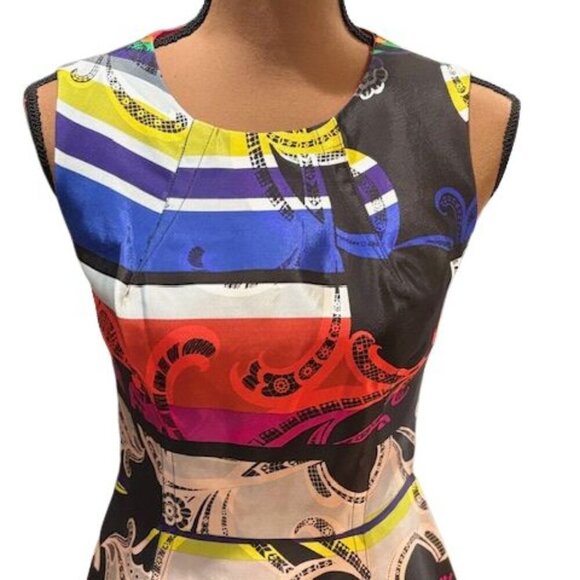 Trina Turk Black Mini Dress with Oversized Colorful Paisley Print – Size 8 - Picture 2 of 9
